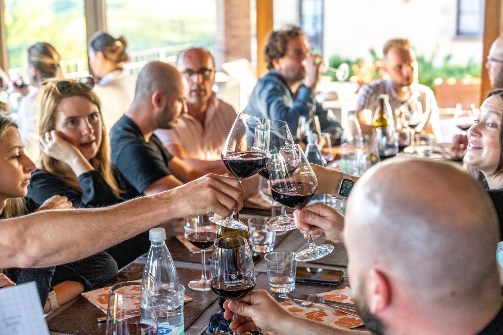 Wine toast at dinner